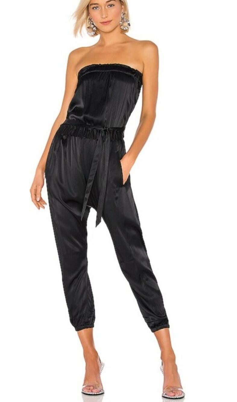Frame Harem Jumpsuit Womens Small Black Noir Strapless Pull On Elastic Waist
